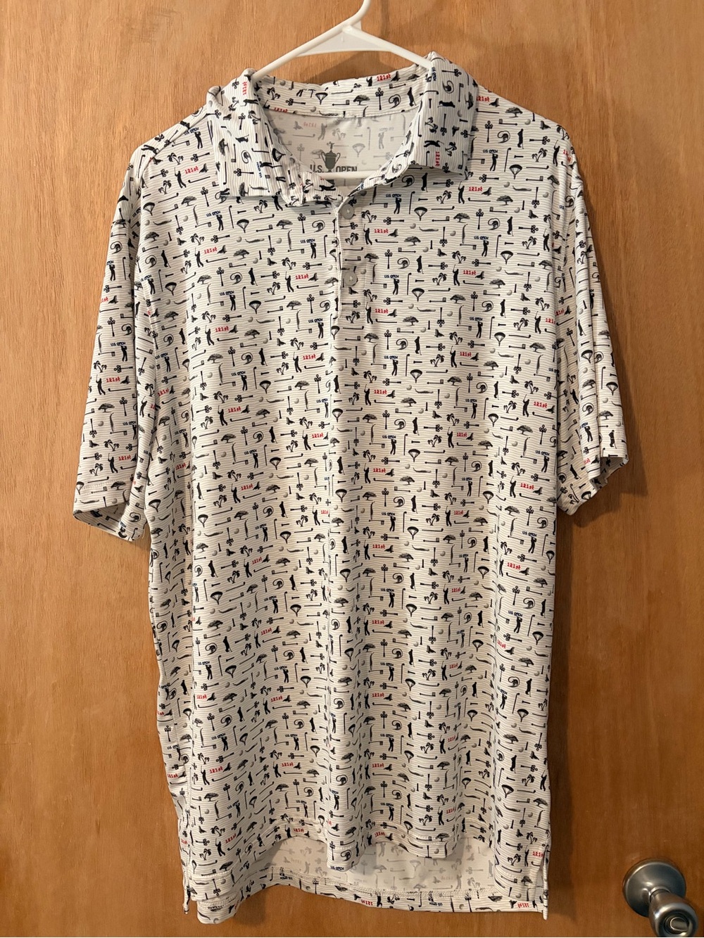 US Open Men's White Golf Polo Shirt Size L
